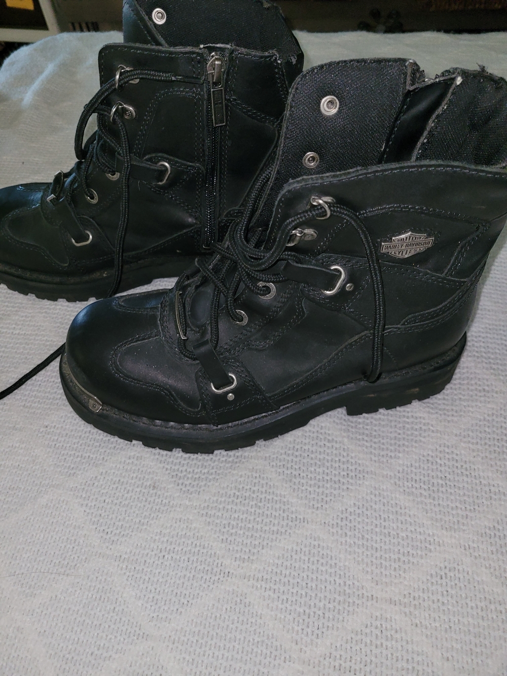 Harley-Davidson Women's Black Lace-Up Leather Boots